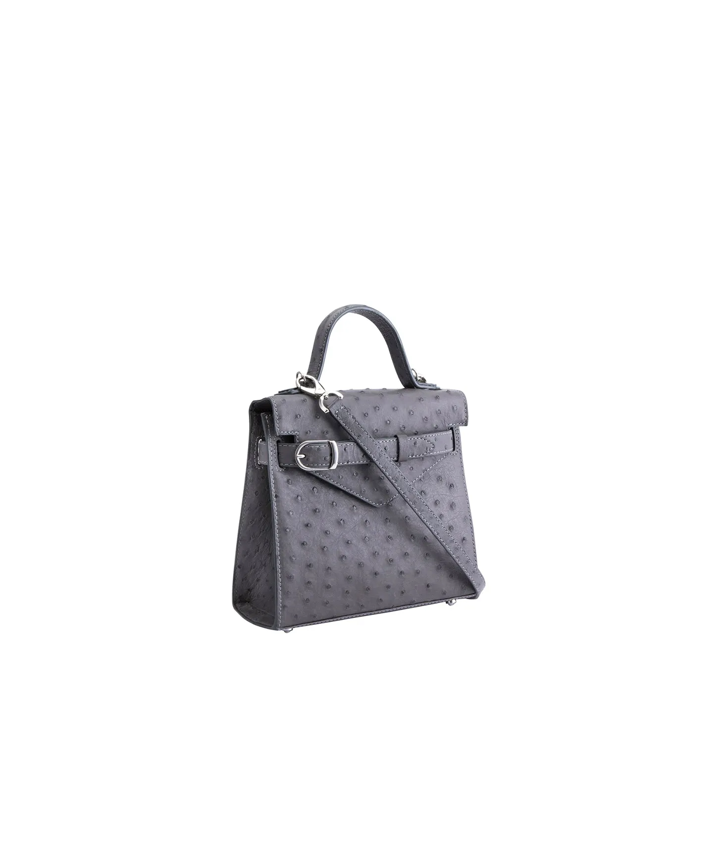 Grey Ostrich | 'Isibambo' Top Handle Bag