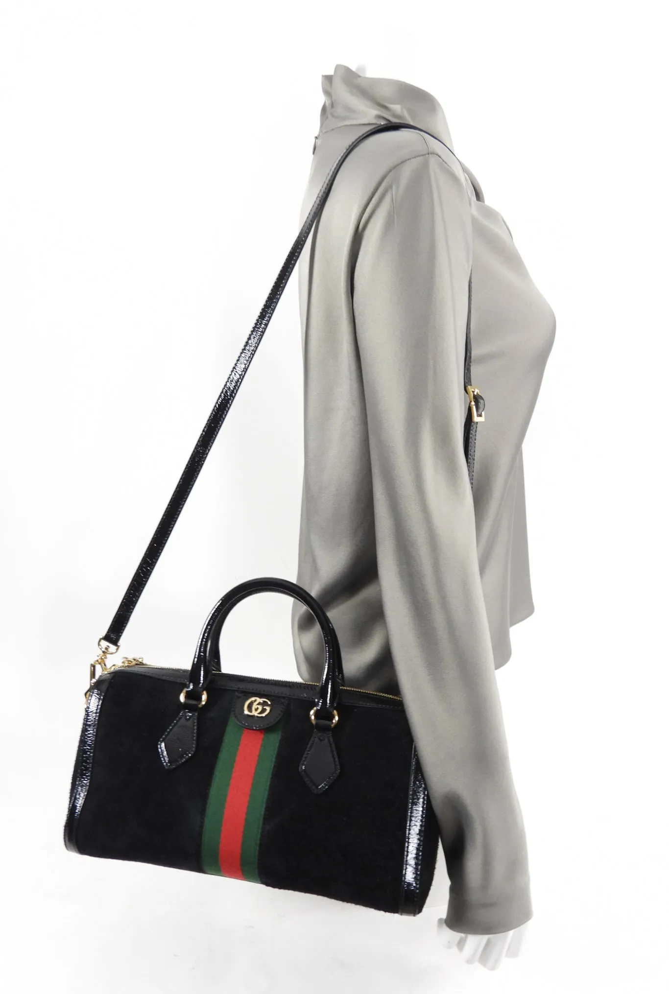 Gucci Black Suede and Patent Ophidia Doctor Bag
