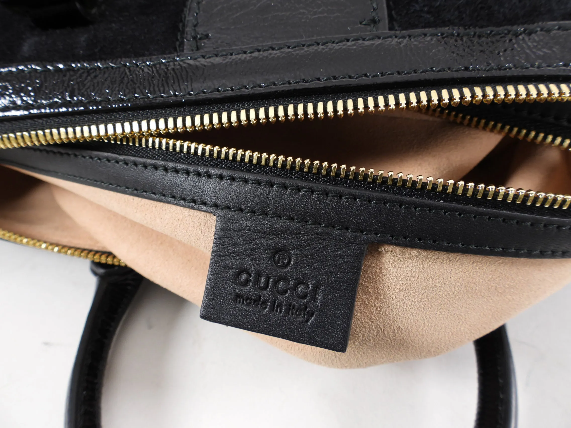 Gucci Black Suede and Patent Ophidia Doctor Bag