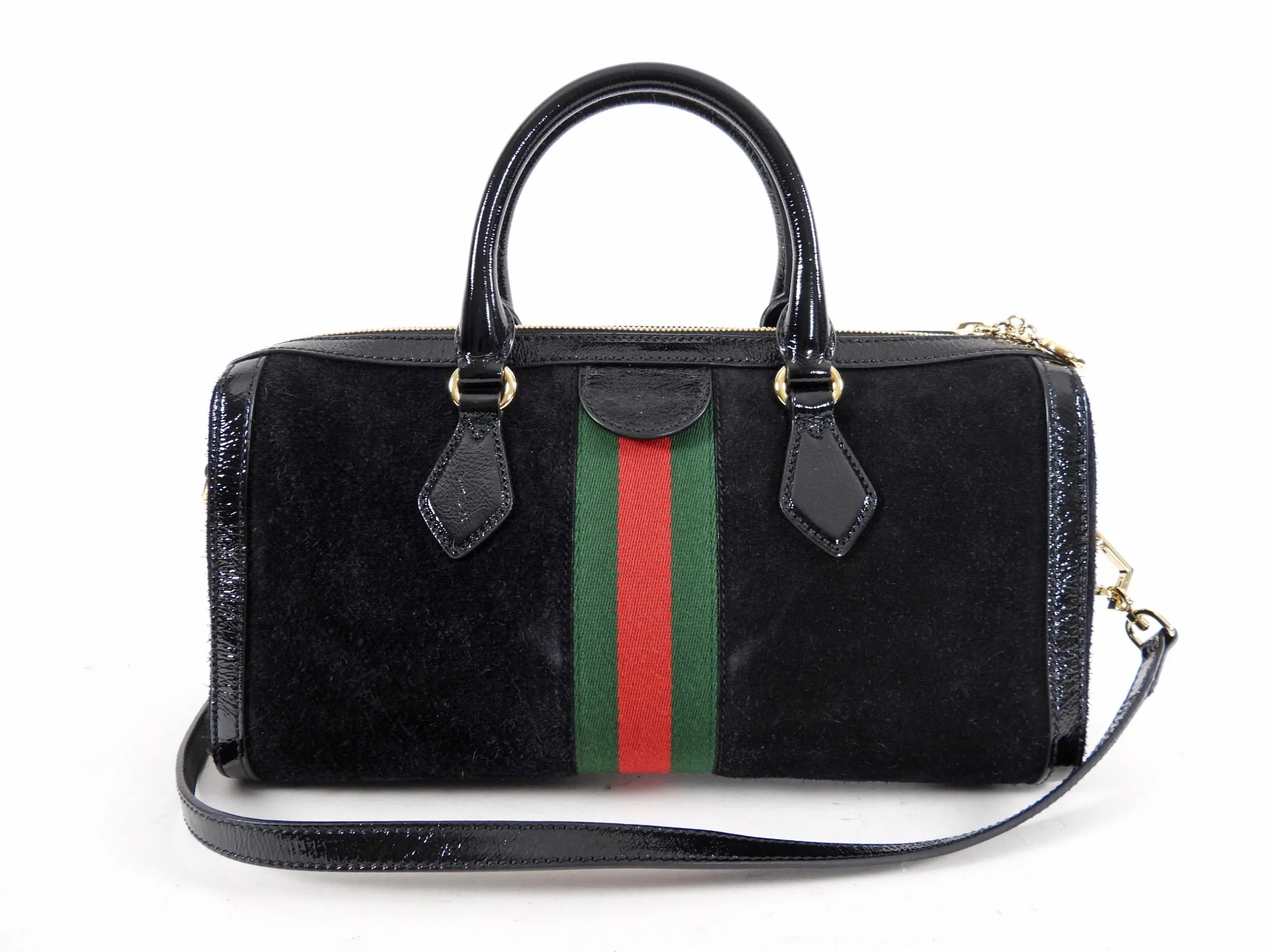 Gucci Black Suede and Patent Ophidia Doctor Bag