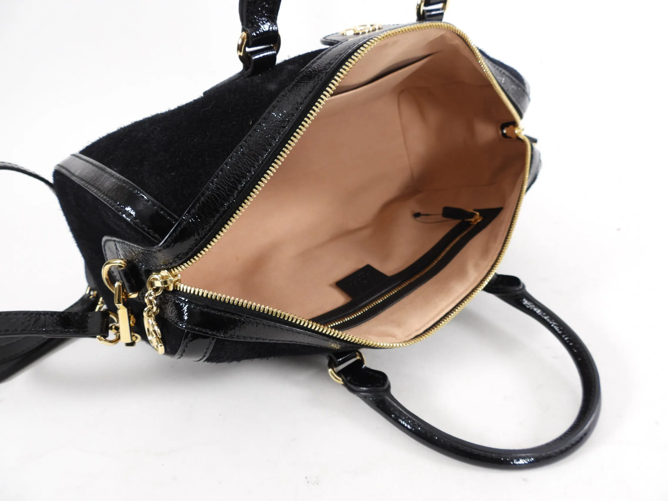 Gucci Black Suede and Patent Ophidia Doctor Bag