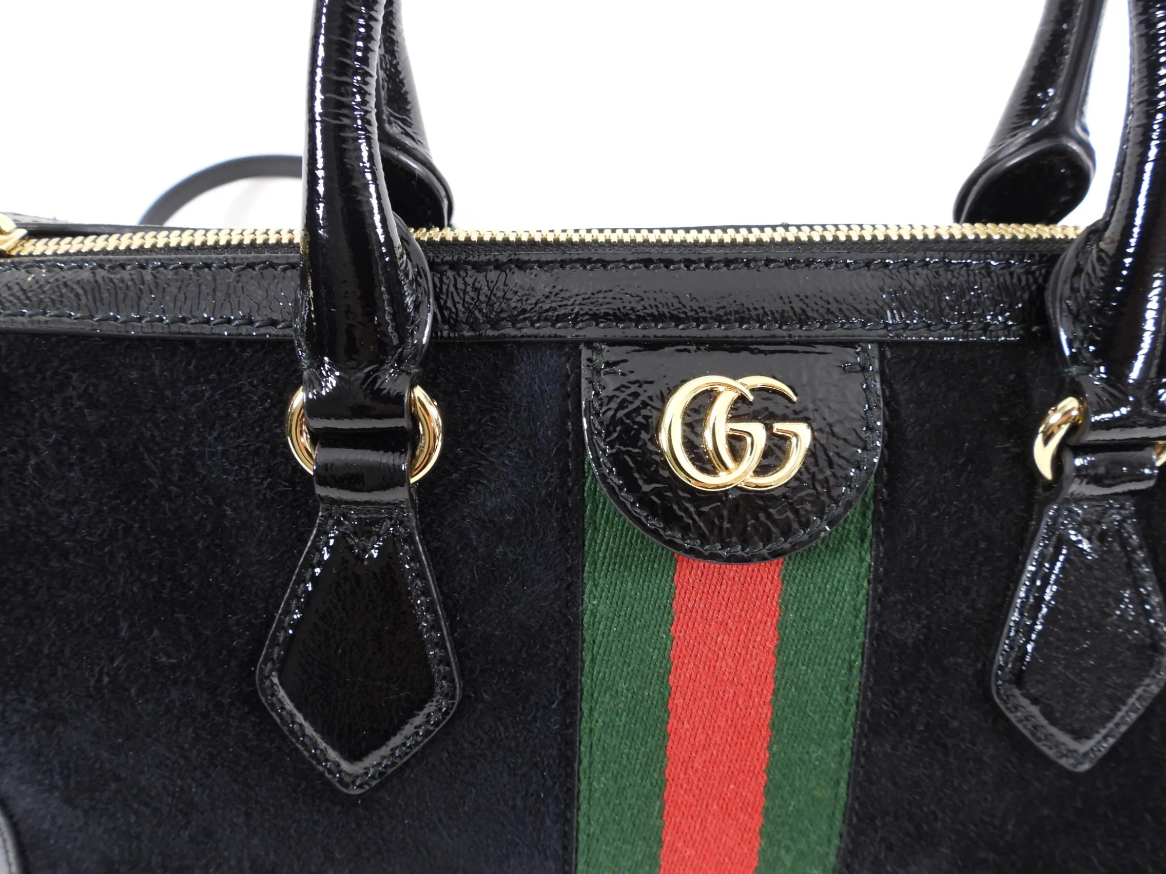 Gucci Black Suede and Patent Ophidia Doctor Bag