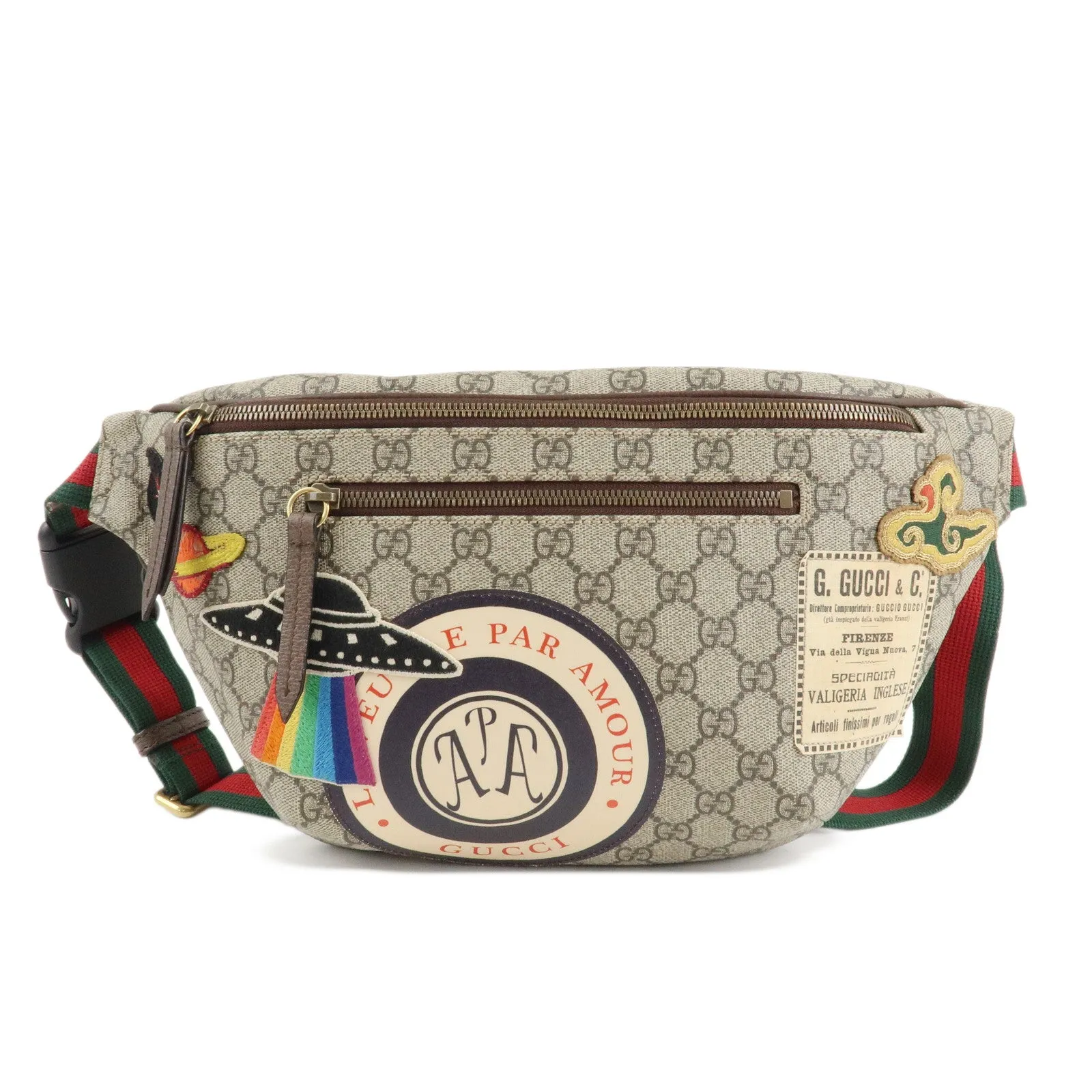 GUCCI Courrier GG Supreme Leather Waist Bag Beige Brown 529711 Used