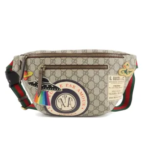 GUCCI Courrier GG Supreme Leather Waist Bag Beige Brown 529711 Used