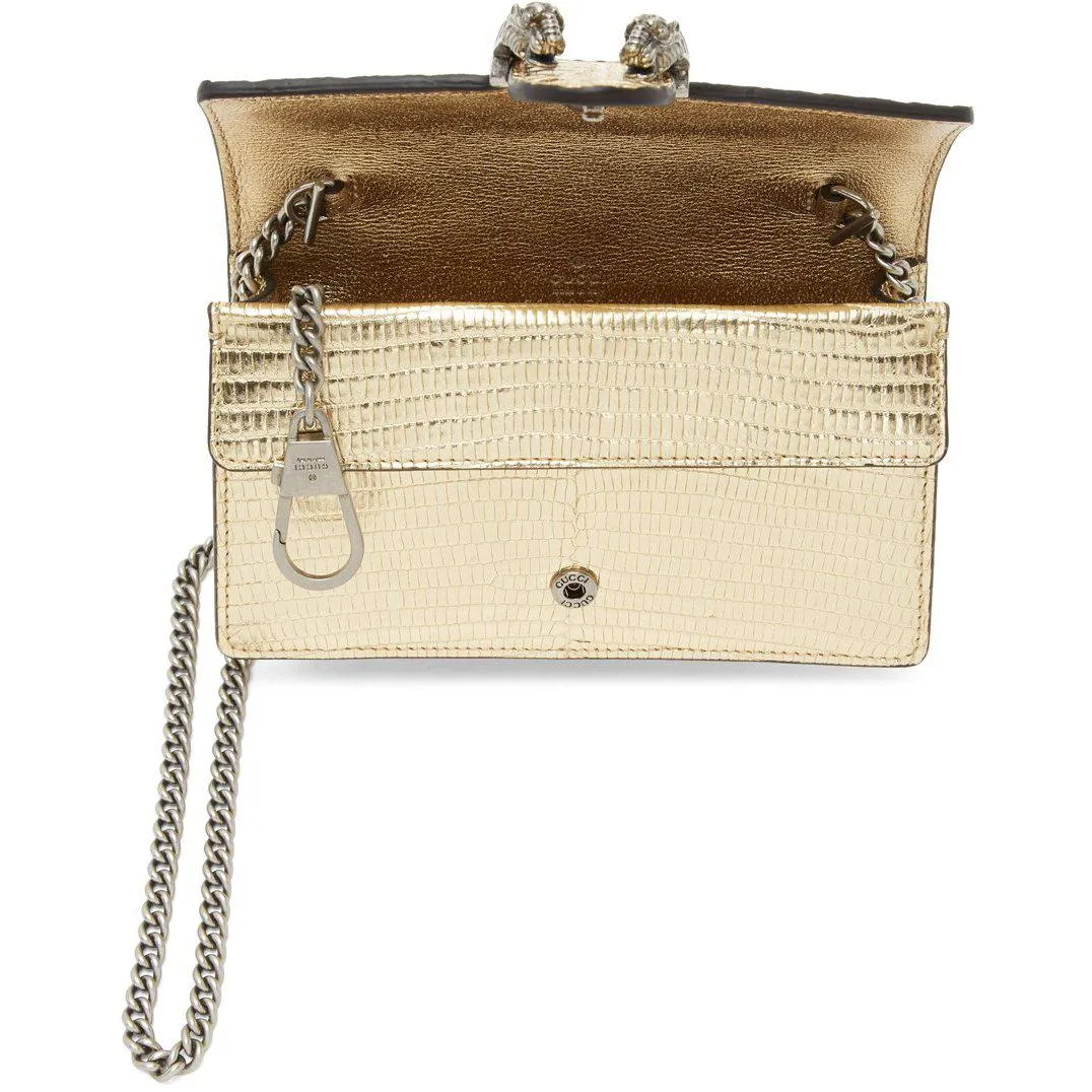 Gucci Gold Lizard Super Mini Dionysus Bag
