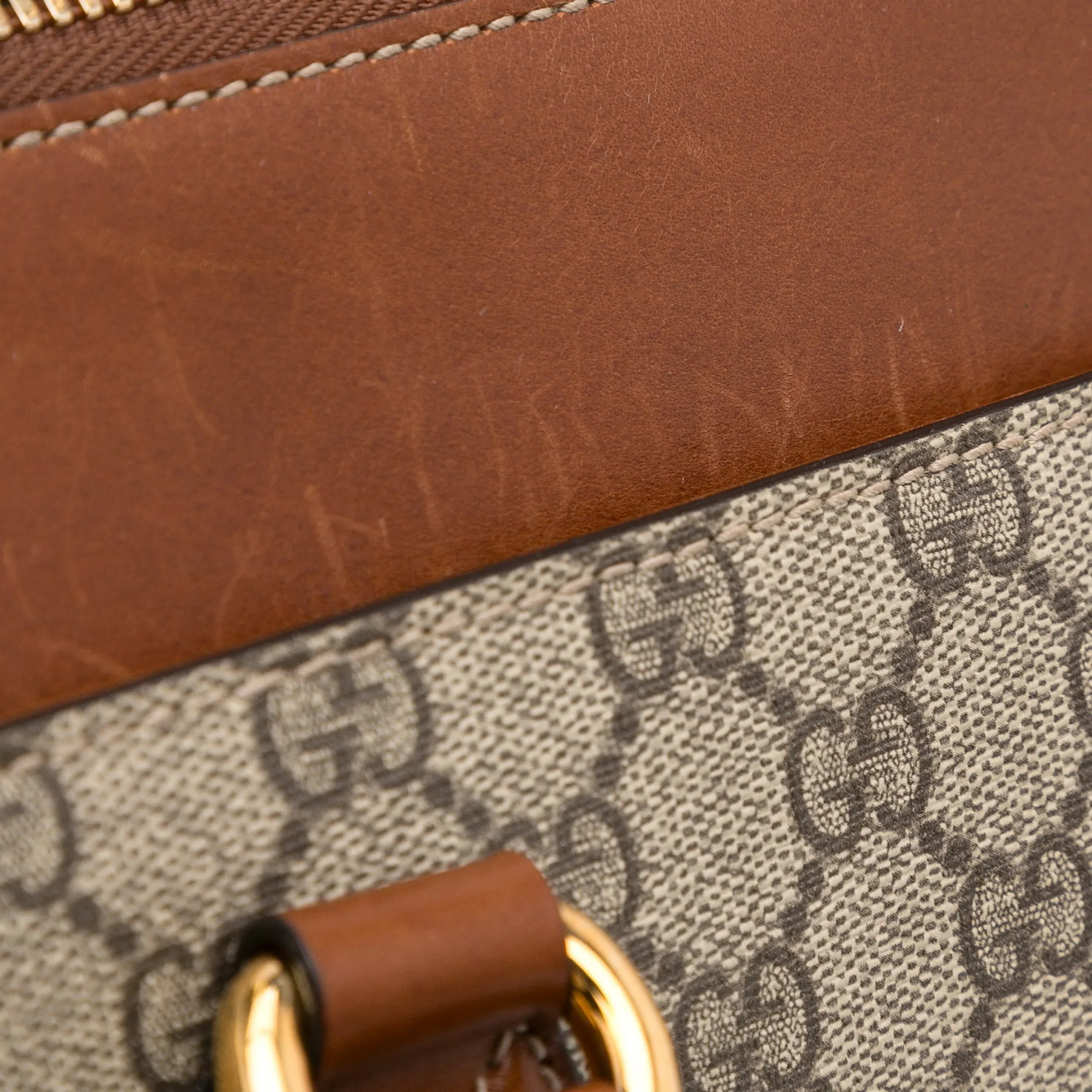Gucci Linea A Zip Brown GG Supreme Canvas