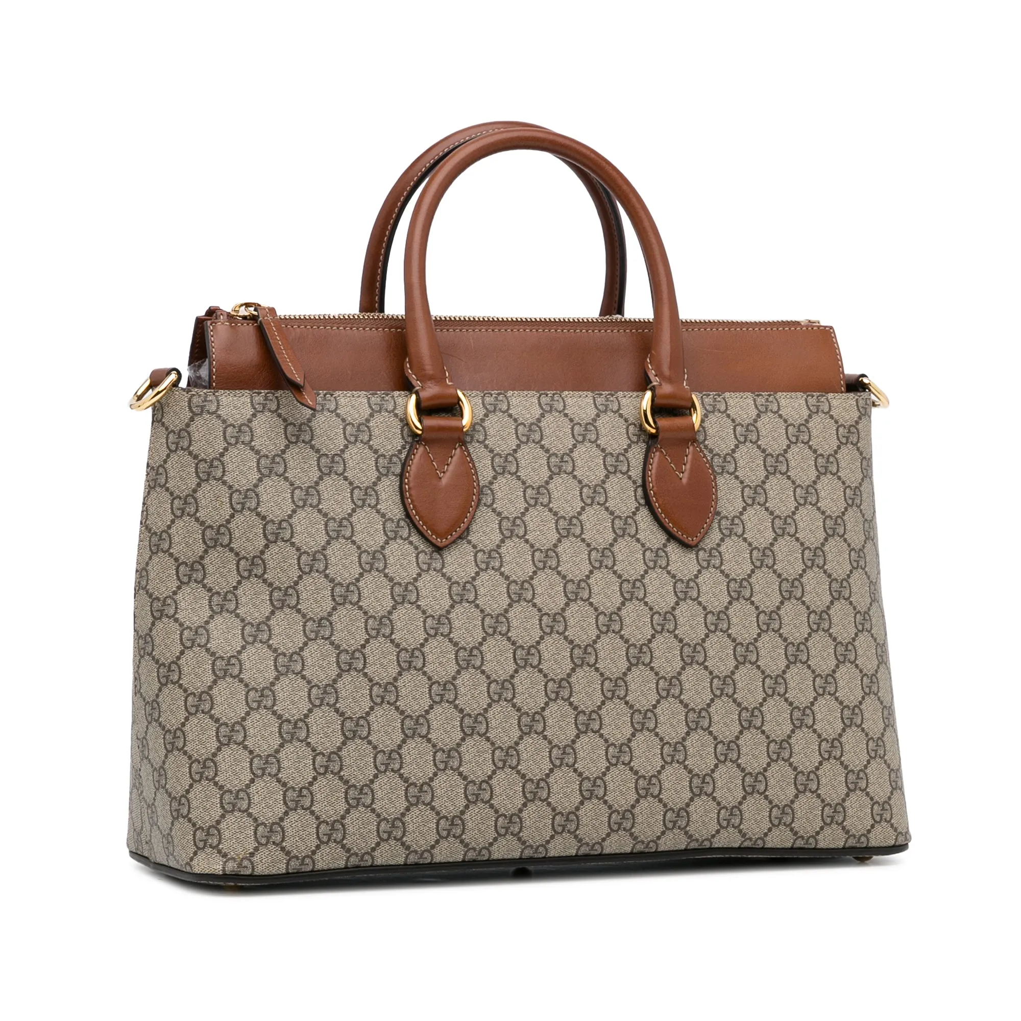 Gucci Linea A Zip Brown GG Supreme Canvas