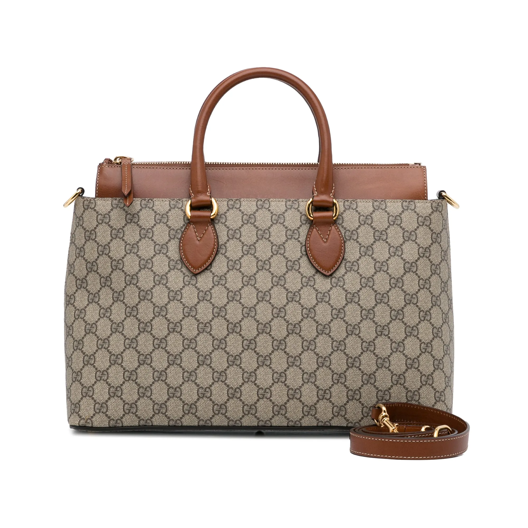 Gucci Linea A Zip Brown GG Supreme Canvas