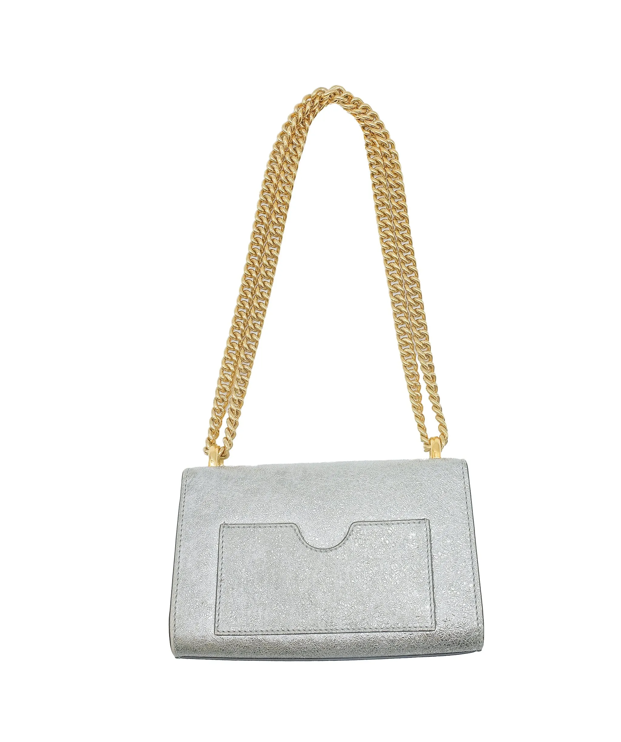 Gucci Padlock Shoulder Silver Leather ASC5322