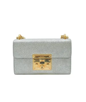 Gucci Padlock Shoulder Silver Leather ASC5322