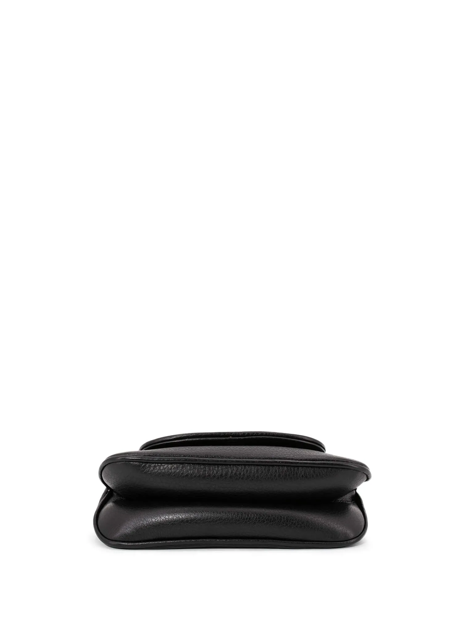 Gucci Pebbled Leather GG Logo Mini Messenger Flap Bag Black