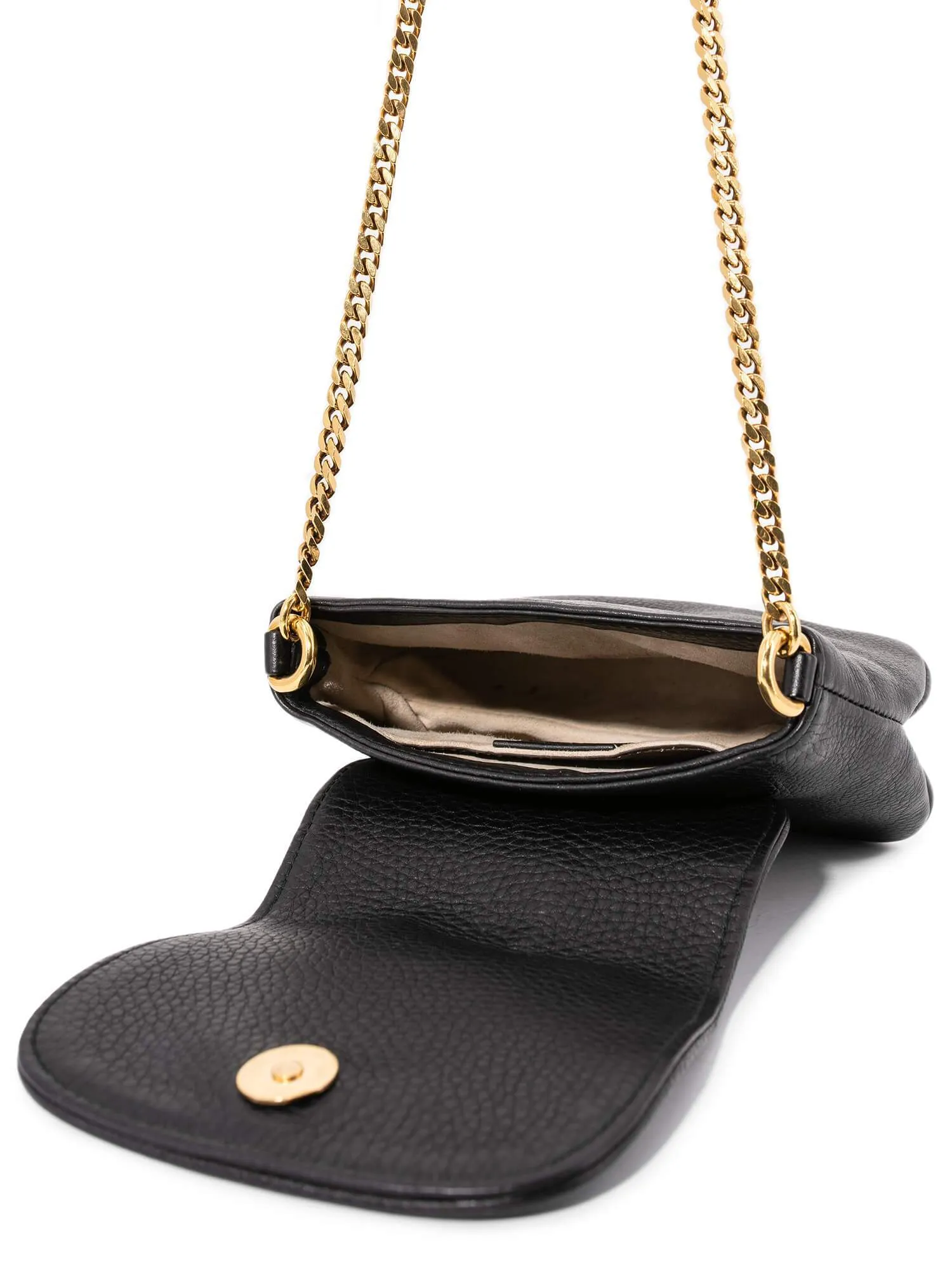 Gucci Pebbled Leather GG Logo Mini Messenger Flap Bag Black