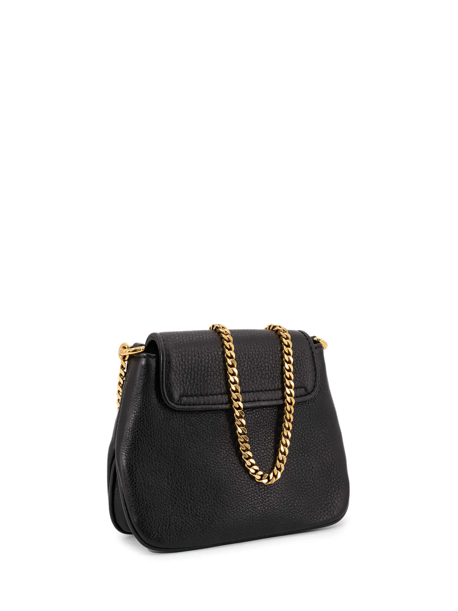 Gucci Pebbled Leather GG Logo Mini Messenger Flap Bag Black