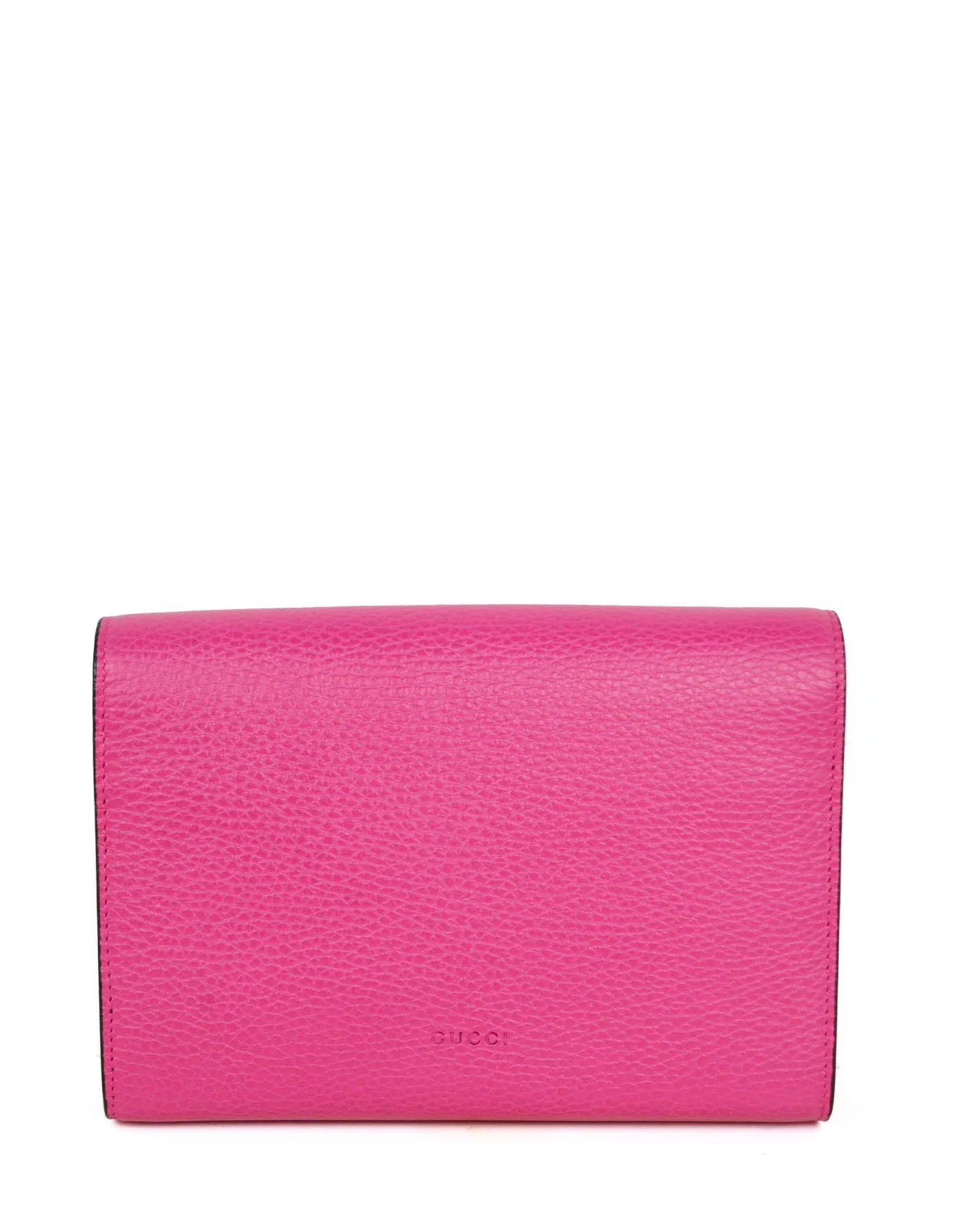 Gucci Pink Calfskin Leather Mini Dionysus Chain Wallet Crossbody Bag