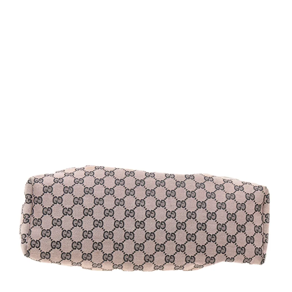 Gucci Pink/Black GG Canvas Wood Handle Frame Doctor Bag