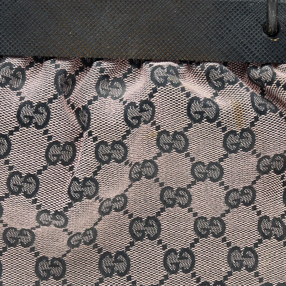Gucci Pink/Black GG Canvas Wood Handle Frame Doctor Bag