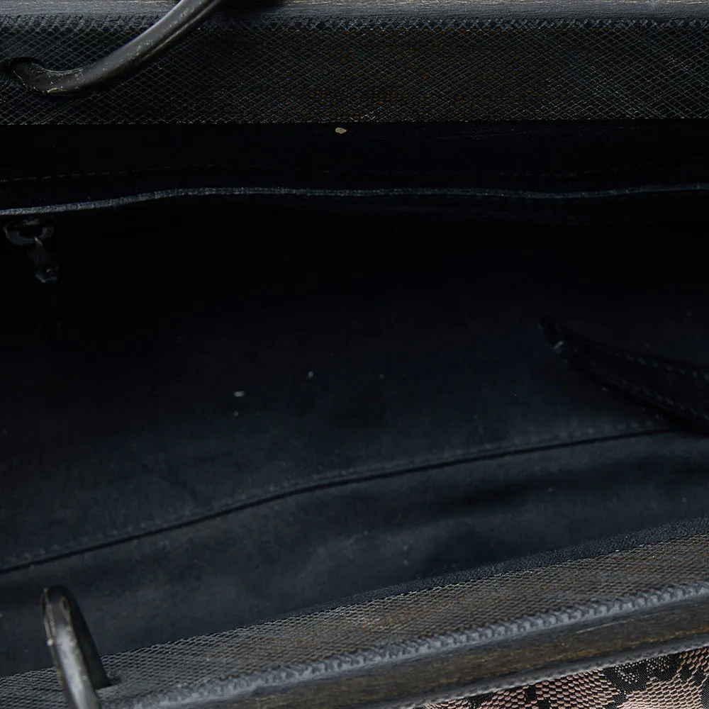 Gucci Pink/Black GG Canvas Wood Handle Frame Doctor Bag