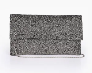 Gunmetal Beaded Glam Clutch