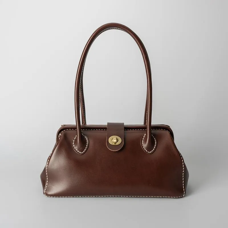 Handmade Womens Leather Doctor Handbag Purse Tan Shoulder Bag Doctor Bags for Women