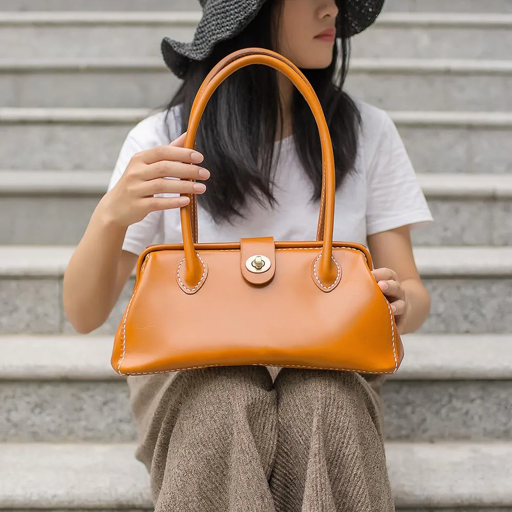 Handmade Womens Leather Doctor Handbag Purse Tan Shoulder Bag Doctor Bags for Women
