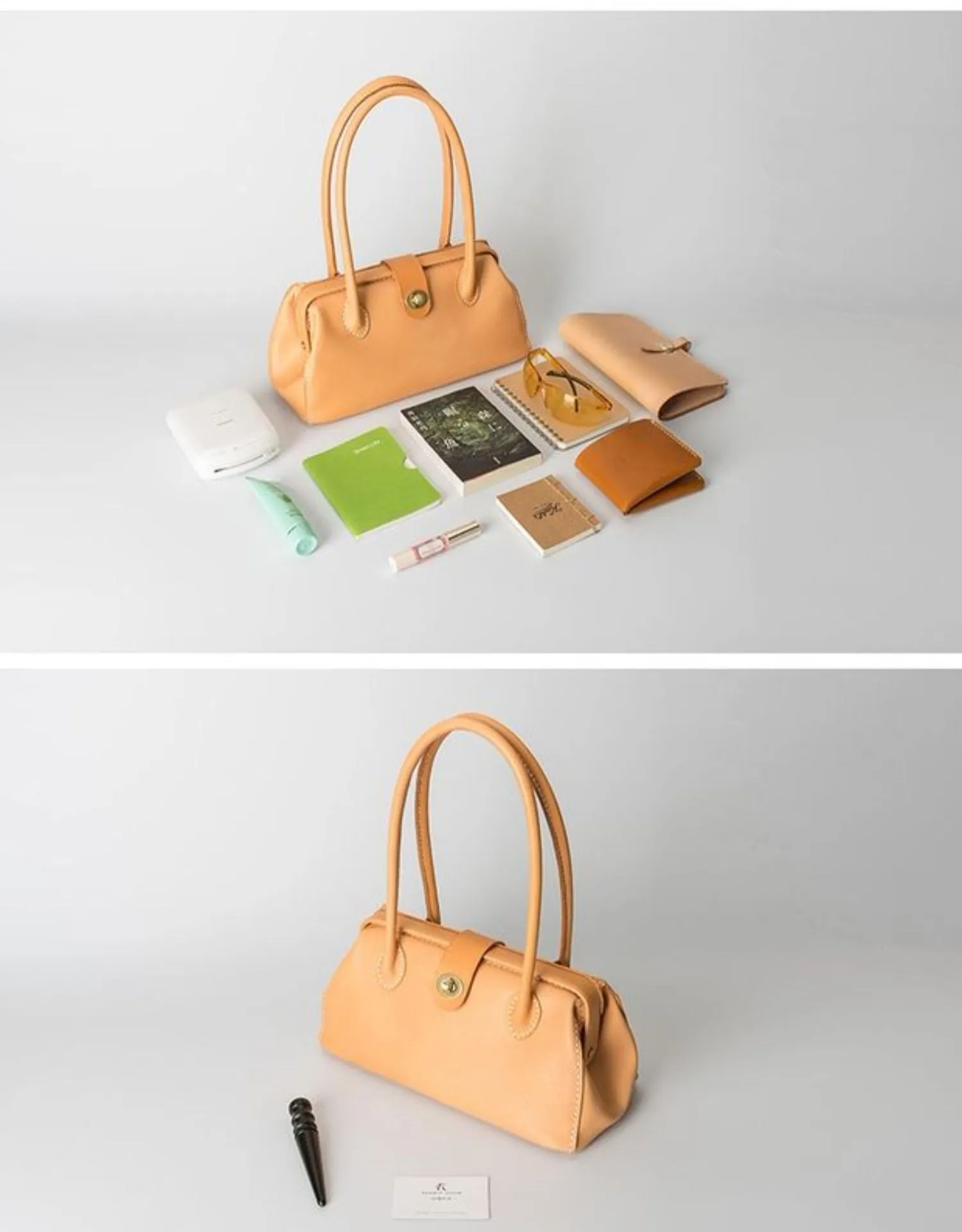 Handmade Womens Leather Doctor Handbag Purse Tan Shoulder Bag Doctor Bags for Women