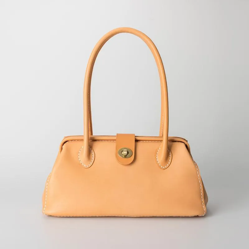 Handmade Womens Leather Doctor Handbag Purse Tan Shoulder Bag Doctor Bags for Women