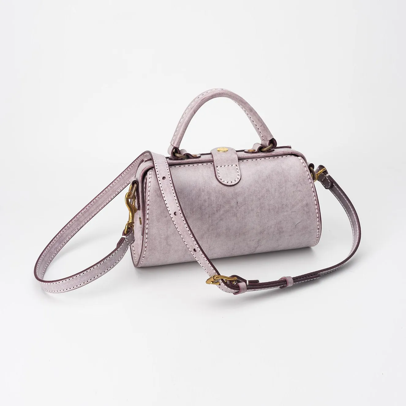 Handmade Womens Purple Leather Doctor Handbag Purse Small Side Bag Doctor Bags for Women
