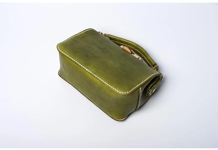 Handmade Womens Red Leather Doctor Handbag Purse Small Side Bag Doctor Bags for Women