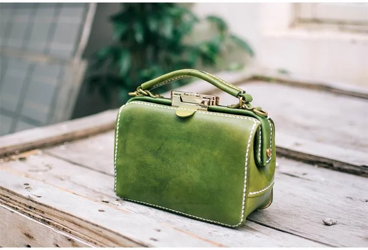 Handmade Womens Red Leather Doctor Handbag Purse Small Side Bag Doctor Bags for Women