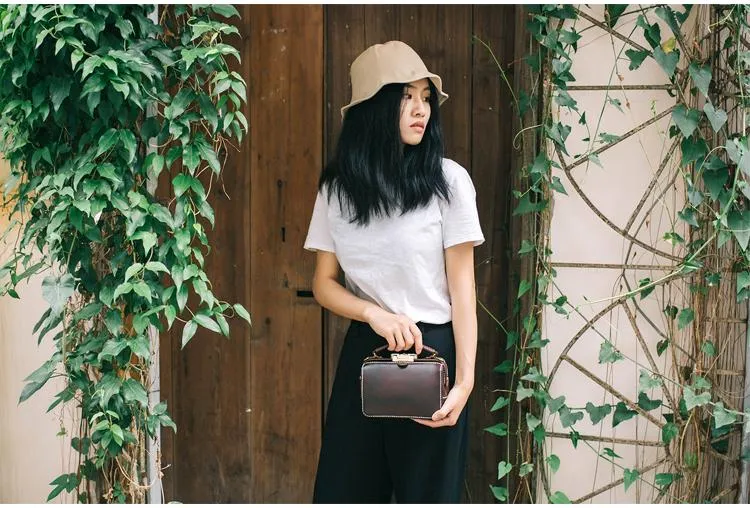 Handmade Womens Red Leather Doctor Handbag Purse Small Side Bag Doctor Bags for Women