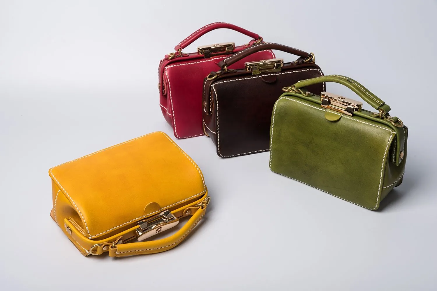 Handmade Womens Red Leather Doctor Handbag Purse Small Side Bag Doctor Bags for Women