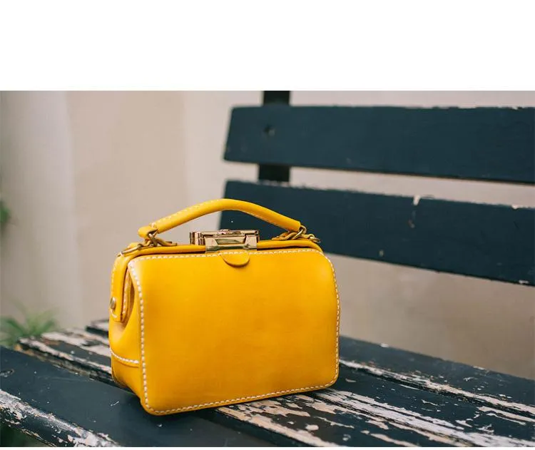 Handmade Womens Red Leather Doctor Handbag Purse Small Side Bag Doctor Bags for Women
