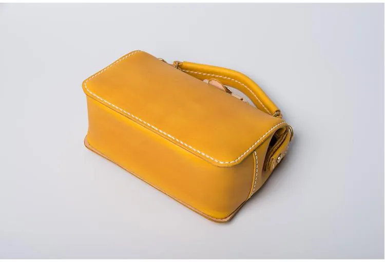 Handmade Womens Red Leather Doctor Handbag Purse Small Side Bag Doctor Bags for Women