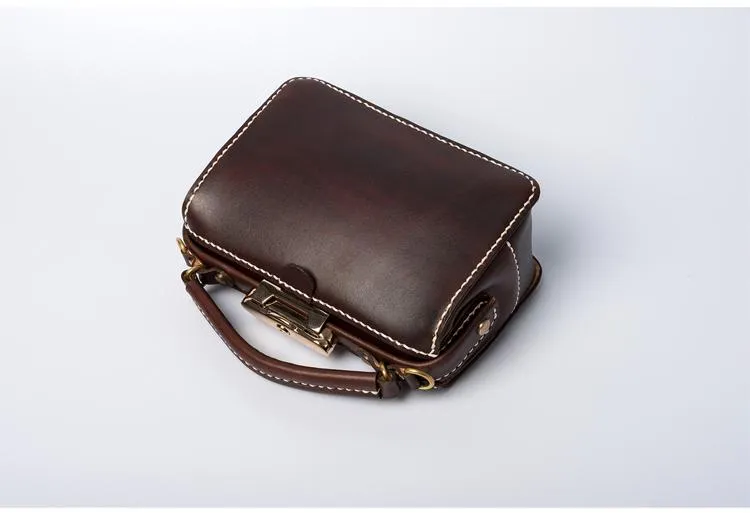 Handmade Womens Red Leather Doctor Handbag Purse Small Side Bag Doctor Bags for Women