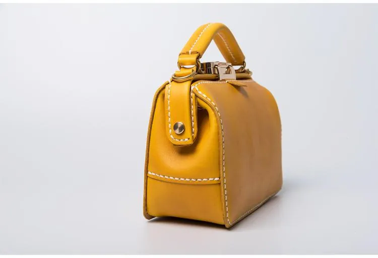 Handmade Womens Red Leather Doctor Handbag Purse Small Side Bag Doctor Bags for Women