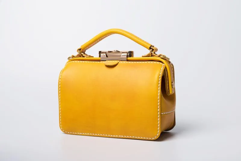 Handmade Womens Red Leather Doctor Handbag Purse Small Side Bag Doctor Bags for Women