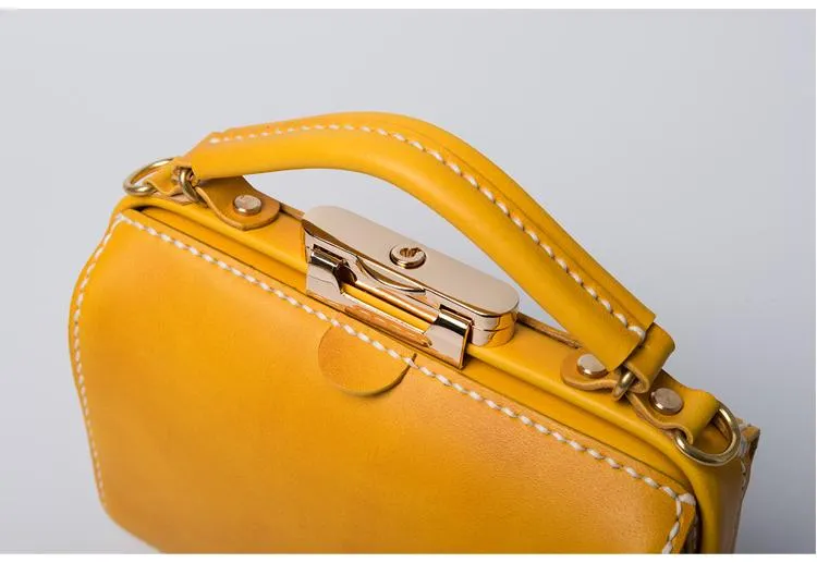 Handmade Womens Red Leather Doctor Handbag Purse Small Side Bag Doctor Bags for Women