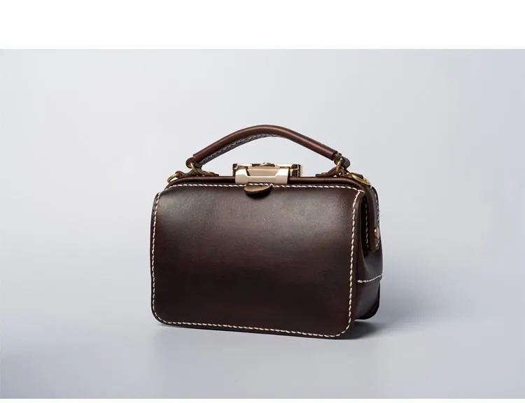 Handmade Womens Red Leather Doctor Handbag Purse Small Side Bag Doctor Bags for Women