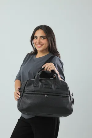 Havva Dose One-Day Trip & Gym Bag Leather Hobo Black