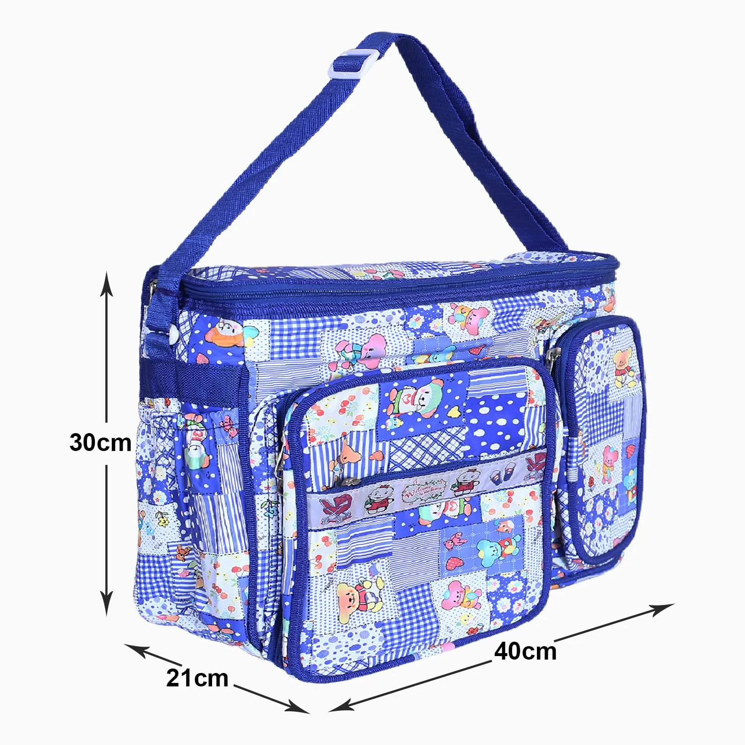 Heart Home PVC Multiuses Teddy Cartoon Print Mothers Bag/Diapers Bag With Handle For Traveling, storing (Blue) 52HH4013