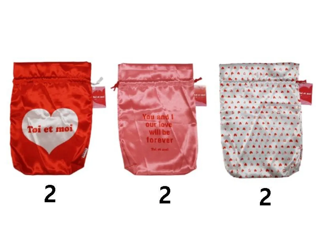 Heart String Pouch - Satin - 9.05Inx1.11Ftx1.57In - 23Cmx34Cmx4Cm -