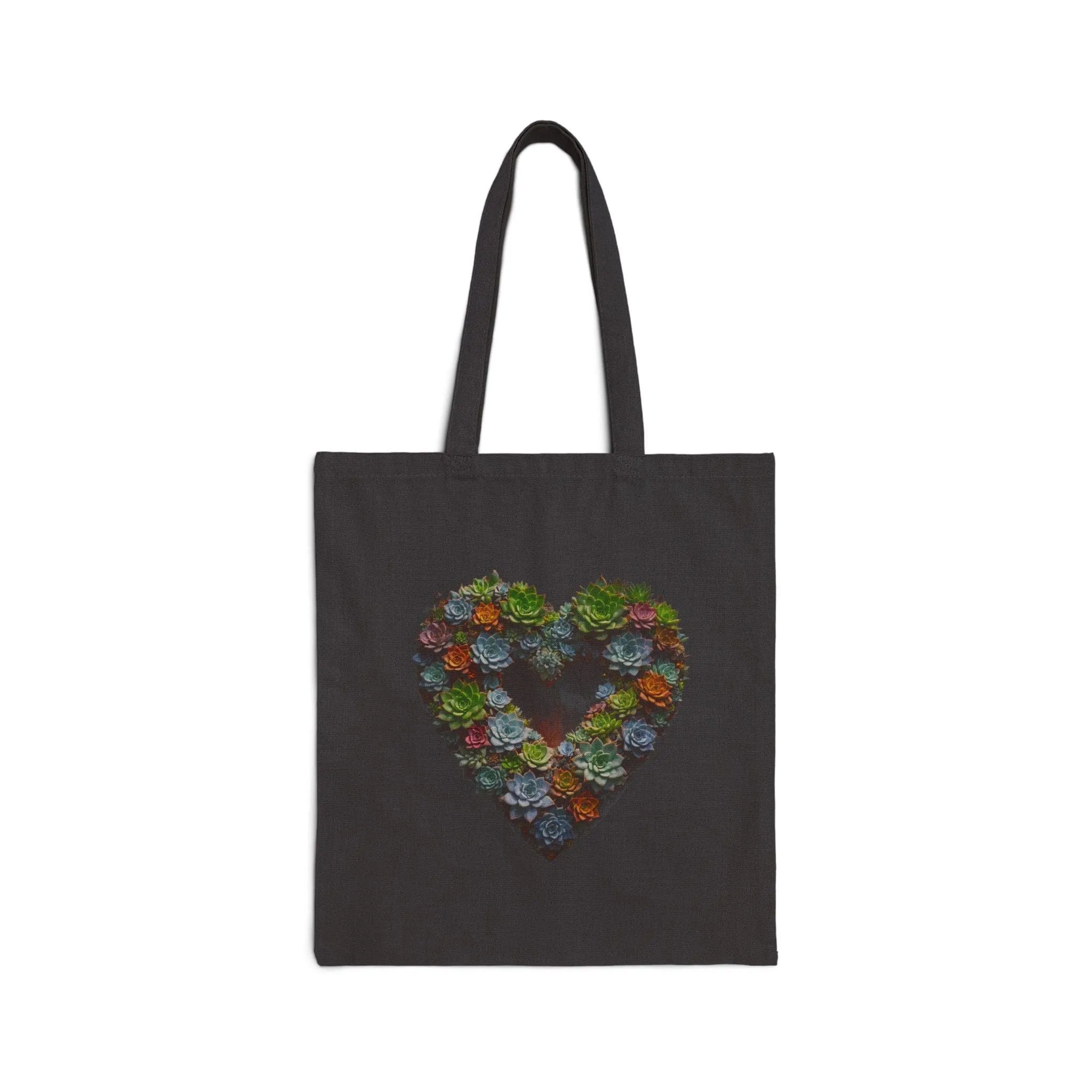 Heart Succulent Cotton Canvas Tote Bag: Stylish Durability for Everyday Use