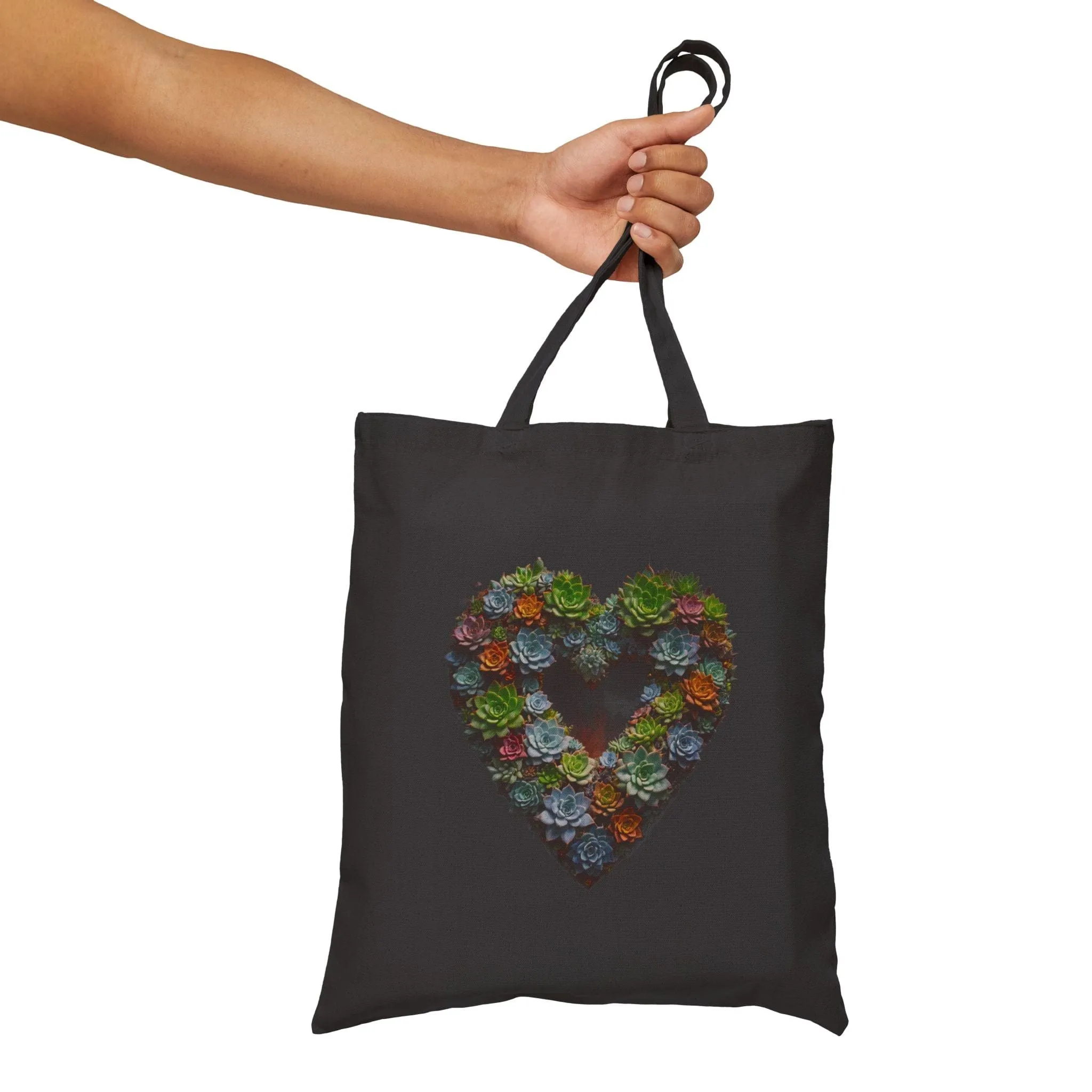 Heart Succulent Cotton Canvas Tote Bag: Stylish Durability for Everyday Use