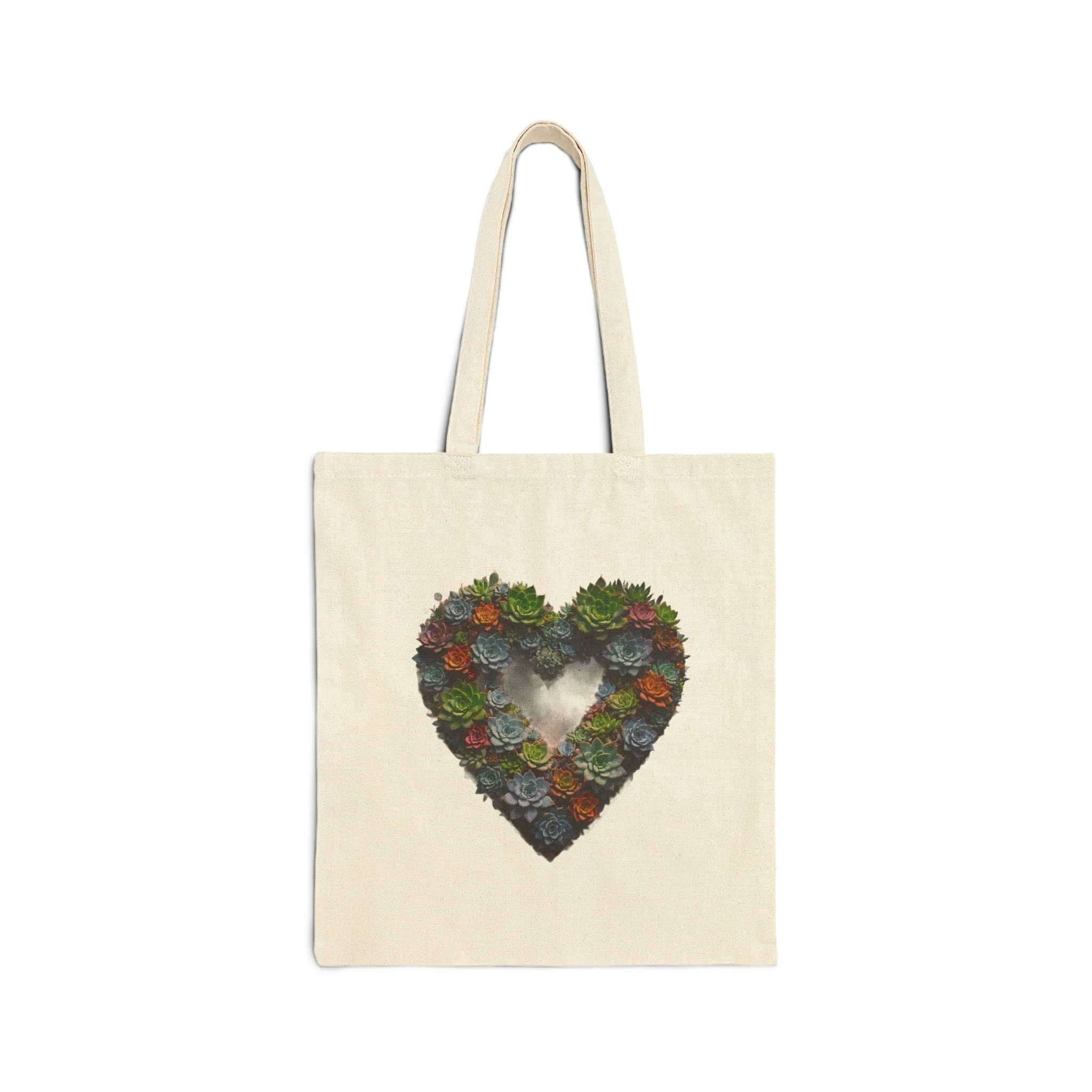Heart Succulent Cotton Canvas Tote Bag: Stylish Durability for Everyday Use