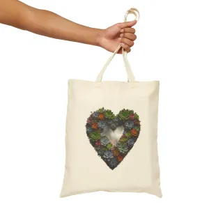 Heart Succulent Cotton Canvas Tote Bag: Stylish Durability for Everyday Use