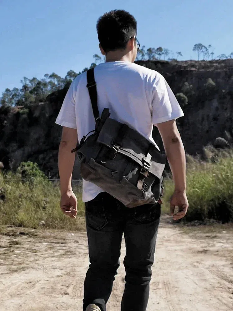 High Quality Canvas and Leather Shoulder Messenger Bag Big Satchel Crossbody Briefcase Travel Handbag