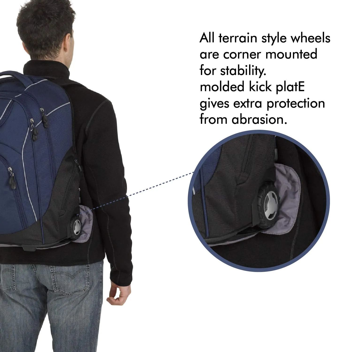 High Sierra Powerglide Lightweight Wheeled Laptop Backpack, fits most 17-inch laptop models, Ideal for High School and College Students True Navy/Black
