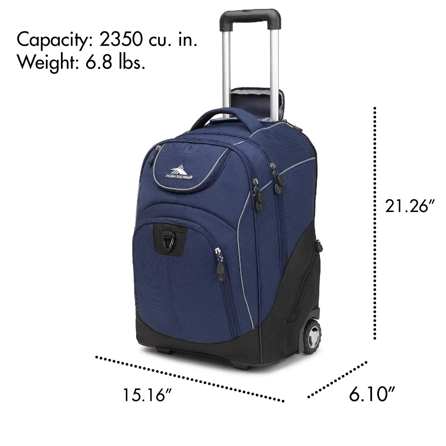 High Sierra Powerglide Lightweight Wheeled Laptop Backpack, fits most 17-inch laptop models, Ideal for High School and College Students True Navy/Black