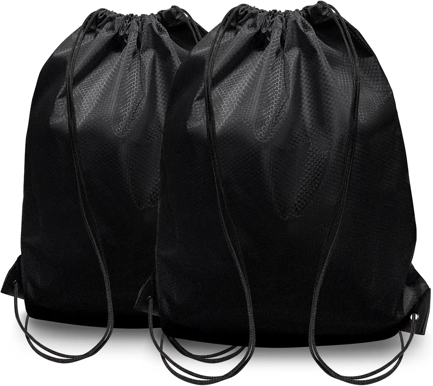 HIIXHC 2-Pack Black Drawstring Backpacks, X-Large 22.4"x17.5", Lightweight & Washable, Perfect for Gym, Sports, Travel - Men & Women (2, Black)
