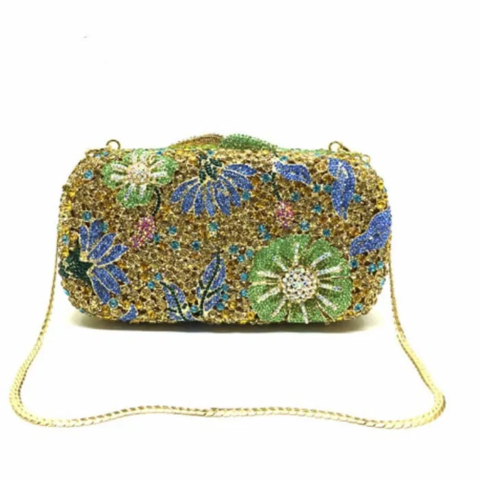 Hollow Out Crystal Diamond Women Bride Evening Bag